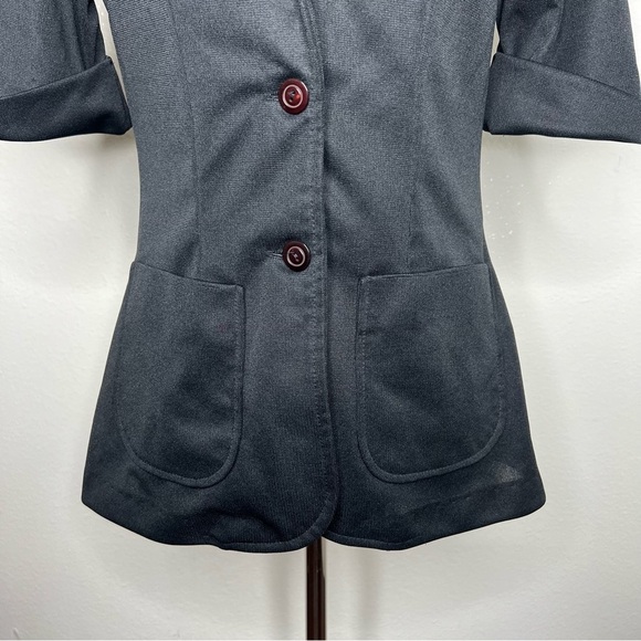 VINTAGE Sears 1970s Short Sleeve Blazer Black Collared Vtg 70s Button Front - Picture 3 of 7